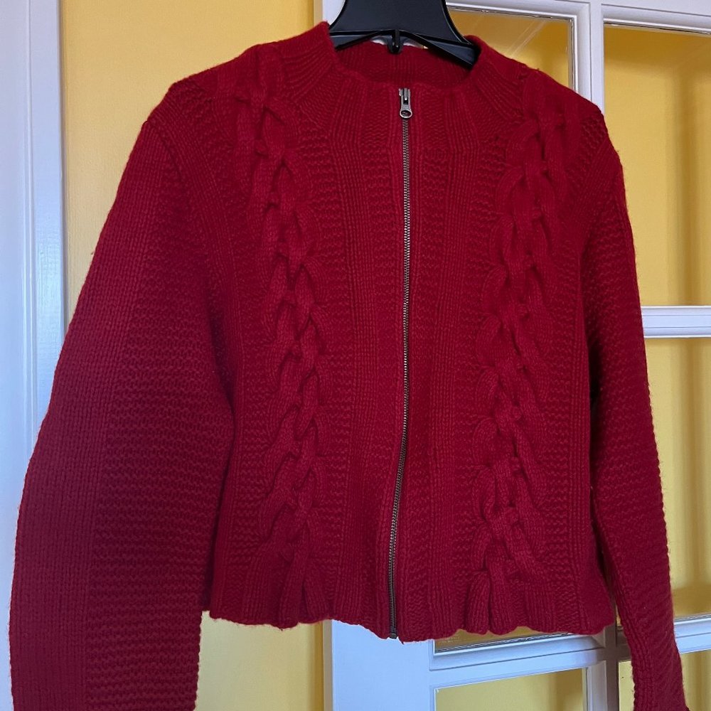 Sundance 100% Wool Women's Cardigan, Red, XL